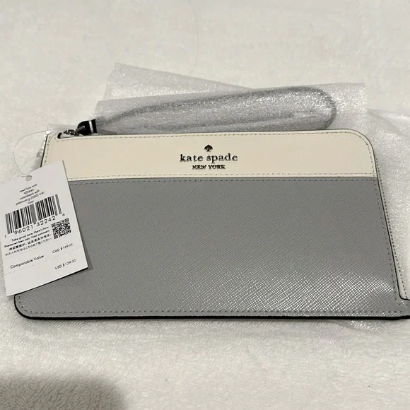 Kate Spade Lucy Medium L-Zip Wristlet, Platinum - Picture 2 of 10
